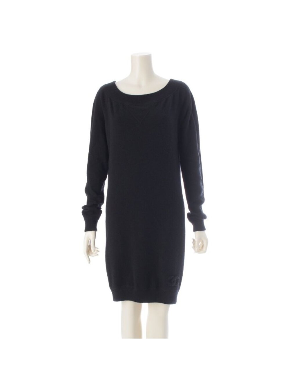 Chanel Cashmere CC Logo Knit Dress Black 38
